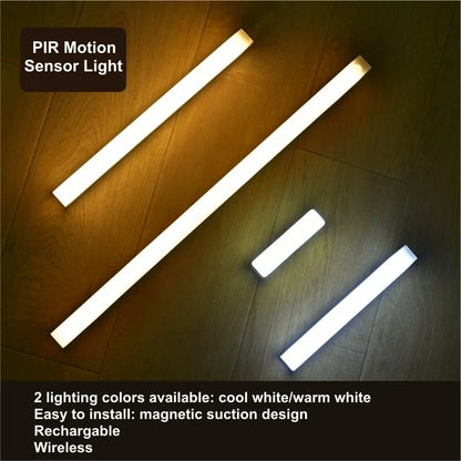 Motion Sensor LED Under Cabinet Light – Rechargeable Wireless Night Light for Kitchen, Closet & Bedroom