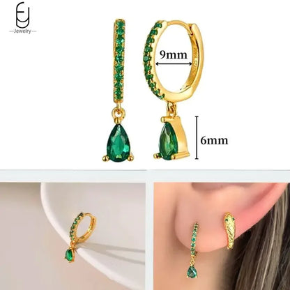 Green Zircon Gold-Tone Earrings