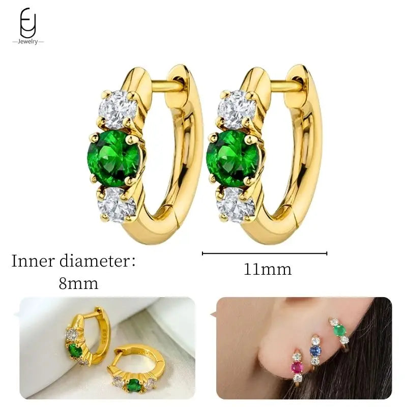 Green Zircon Gold-Tone Earrings