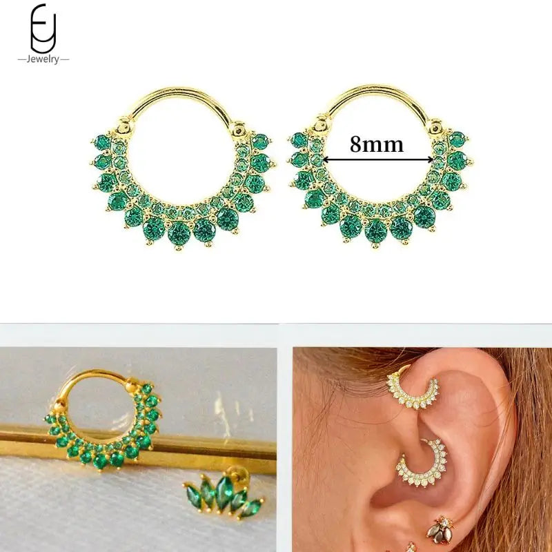 Green Zircon Gold-Tone Earrings