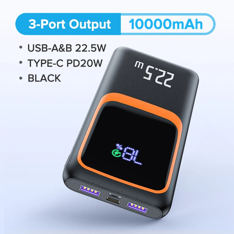 QOOVI 20000mAh Power Bank – PD 22.5W Fast Charging Portable Charger with Digital Display & Free Shipping