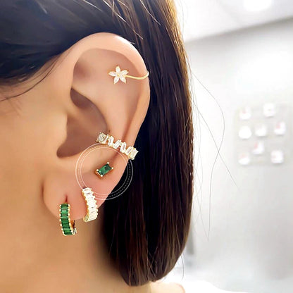 Green Zircon Gold-Tone Earrings