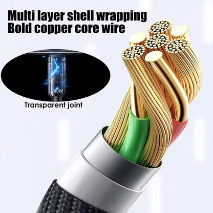 240W USB-C Fast Charging Cable – Nylon Type-C Cable with LED Display & Free Shipping