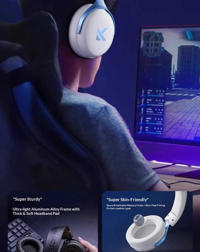 MCHOSE V9 Pro Gaming Headset – Bluetooth Wireless PC Gamer Headphones with Microphone, 7.1 Surround Sound & Low Latency