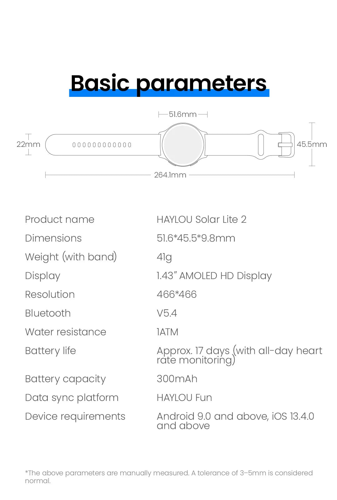 HAYLOU Solar Lite 2 Smartwatch – 1.43” AMOLED Fitness Watch with 24H Health Monitoring, 150+ Sports Modes & Voice Calling