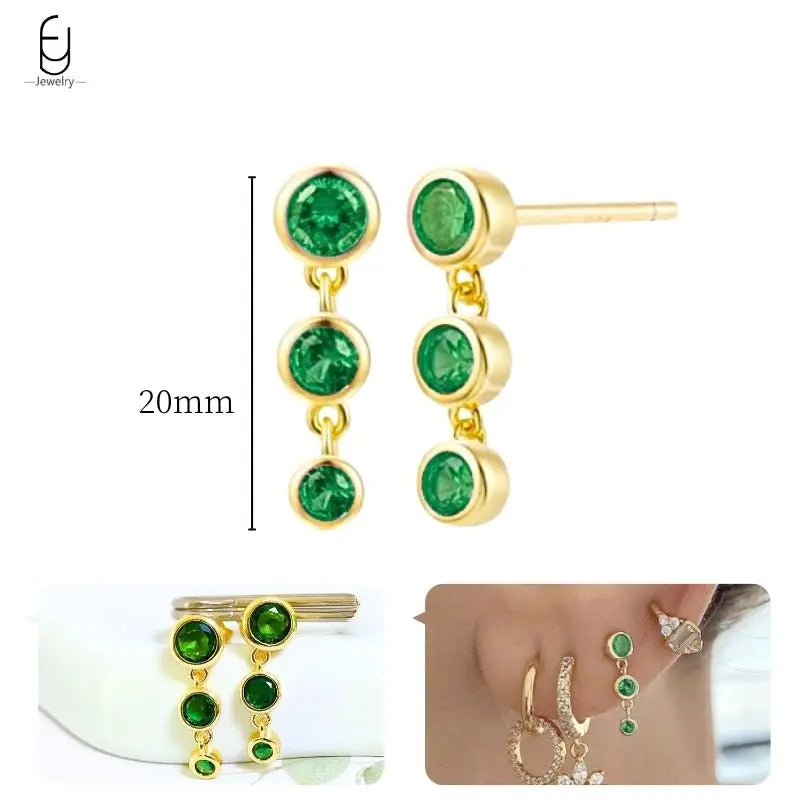 Green Zircon Gold-Tone Earrings