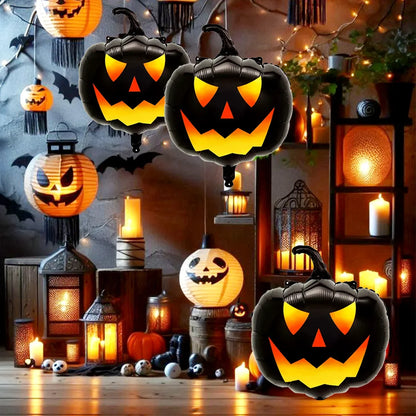 3-Piece Black Pumpkin Balloon Set – Halloween Decor