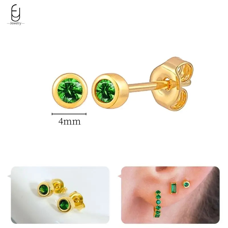 Green Zircon Gold-Tone Earrings
