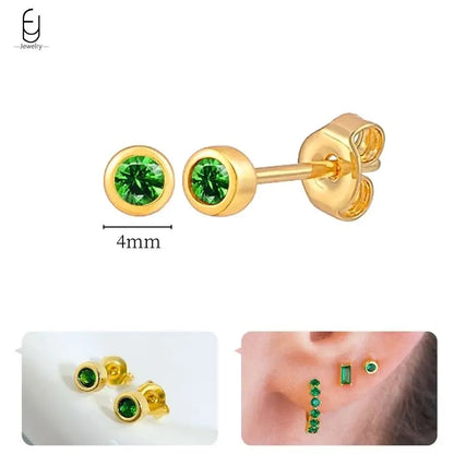 Green Zircon Gold-Tone Earrings