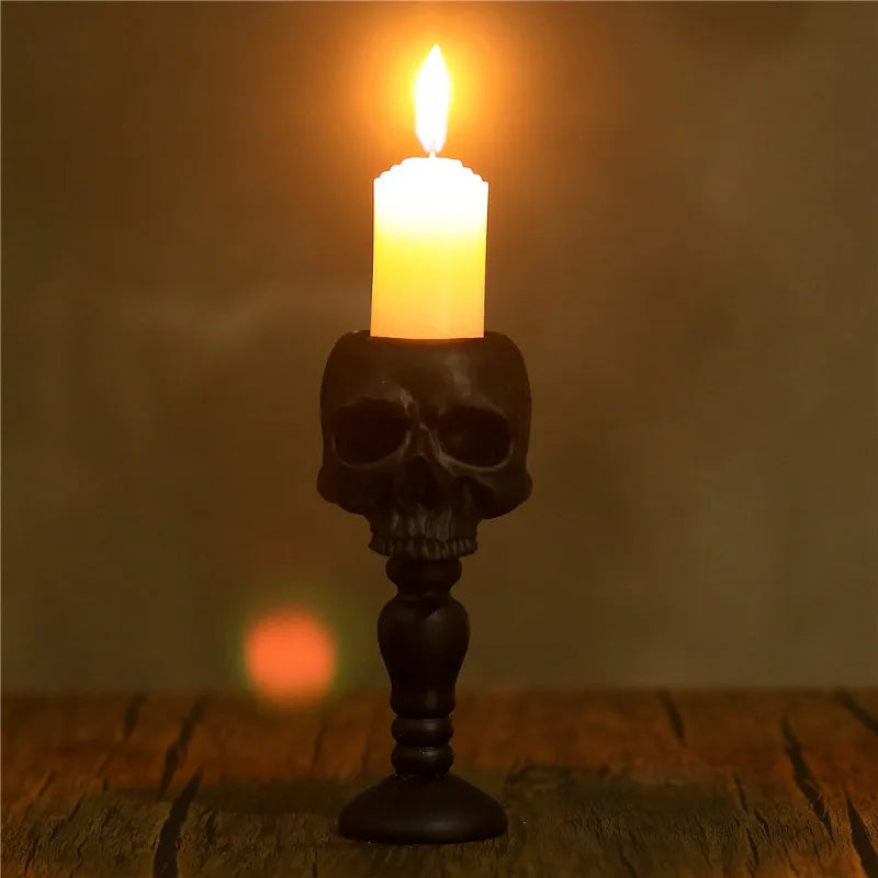 Gothic Skull Resin Candle Holder