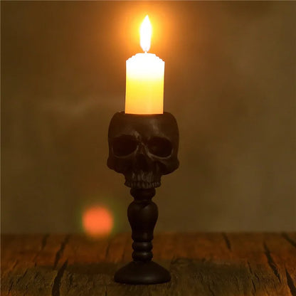 Gothic Skull Resin Candle Holder