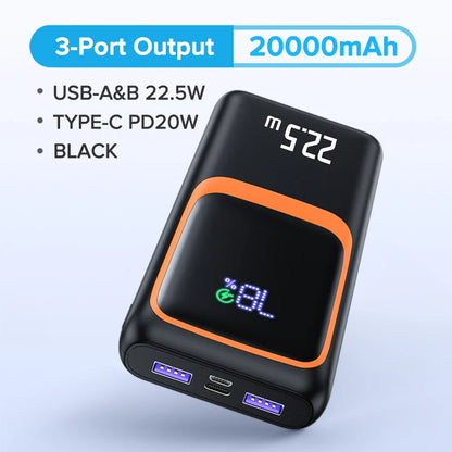 QOOVI 20000mAh Power Bank – PD 22.5W Fast Charging Portable Charger with Digital Display & Free Shipping