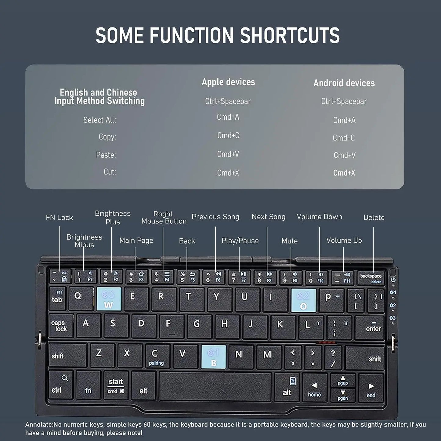 Mini Foldable Bluetooth Keyboard