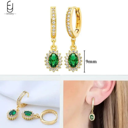 Green Zircon Gold-Tone Earrings