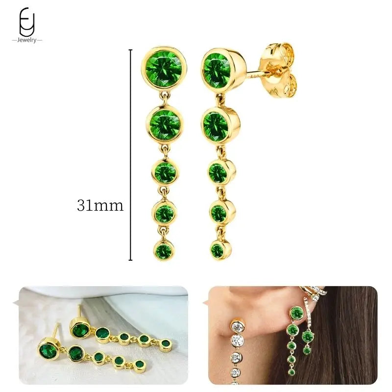 Green Zircon Gold-Tone Earrings