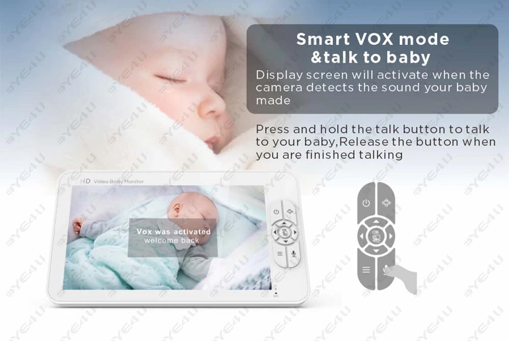 5 Inch Video Baby Monitor with Camera – PTZ Zoom Babyphone with Temperature Sensor, Lullaby & Free Shipping