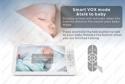 5 Inch Video Baby Monitor with Camera – PTZ Zoom Babyphone with Temperature Sensor, Lullaby & Free Shipping