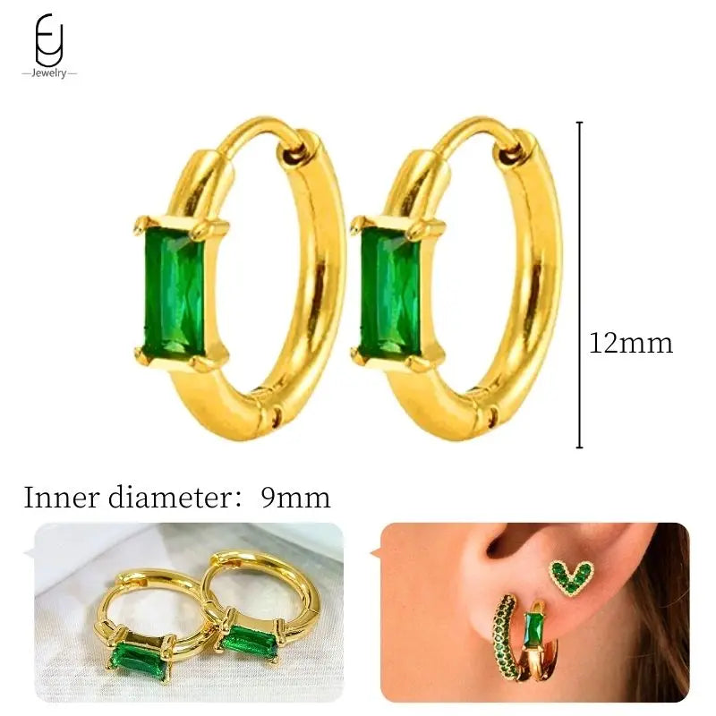 Green Zircon Gold-Tone Earrings