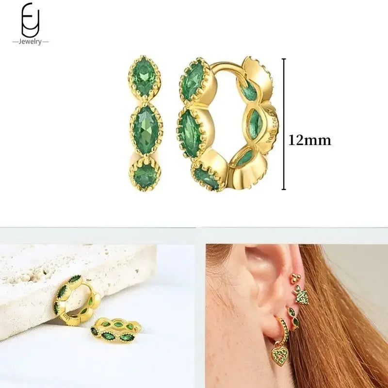 Green Zircon Gold-Tone Earrings