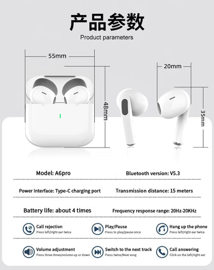 Air Pro True Wireless Earbuds – Bluetooth 5.3 ANC Noise Reduction Earphones with Charging Case & Free Shipping