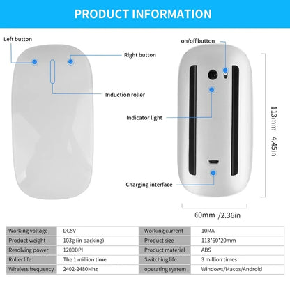 Rechargeable Bluetooth Touch Mouse for Laptop & iPad