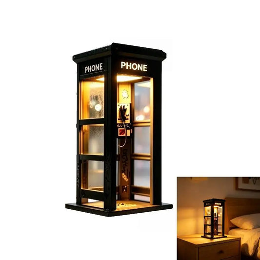 Vintage Telephone Booth Desk Lamp – Retro Nightstand Light with Free Shipping