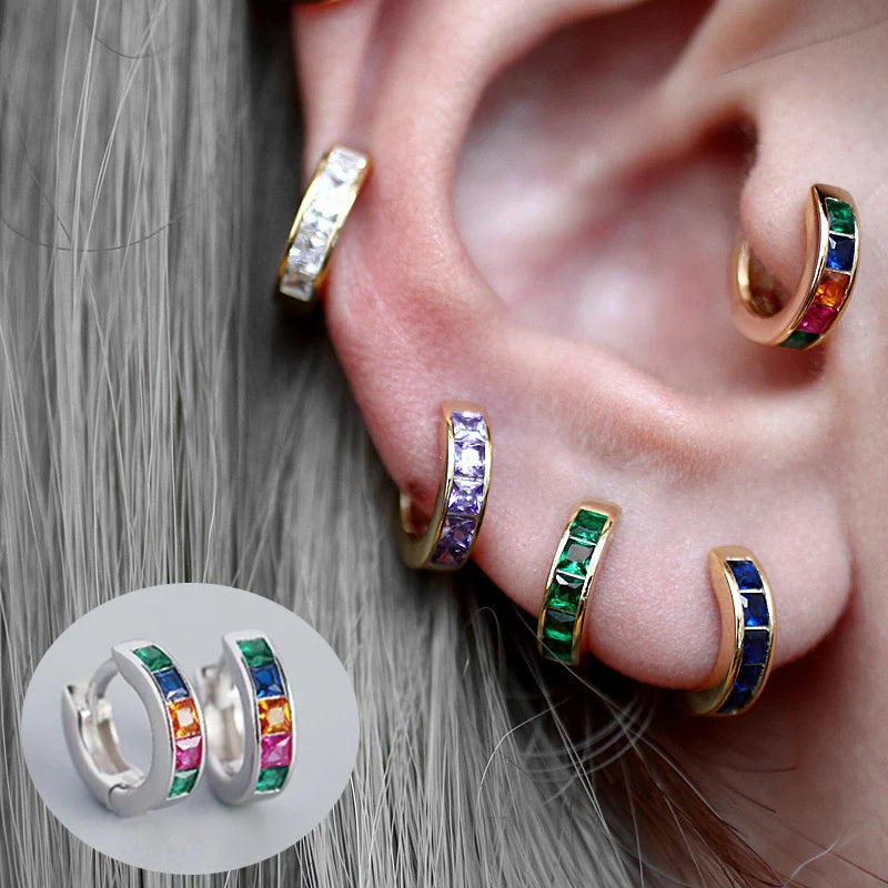 Colorful Zircon Huggie Hoop Earrings