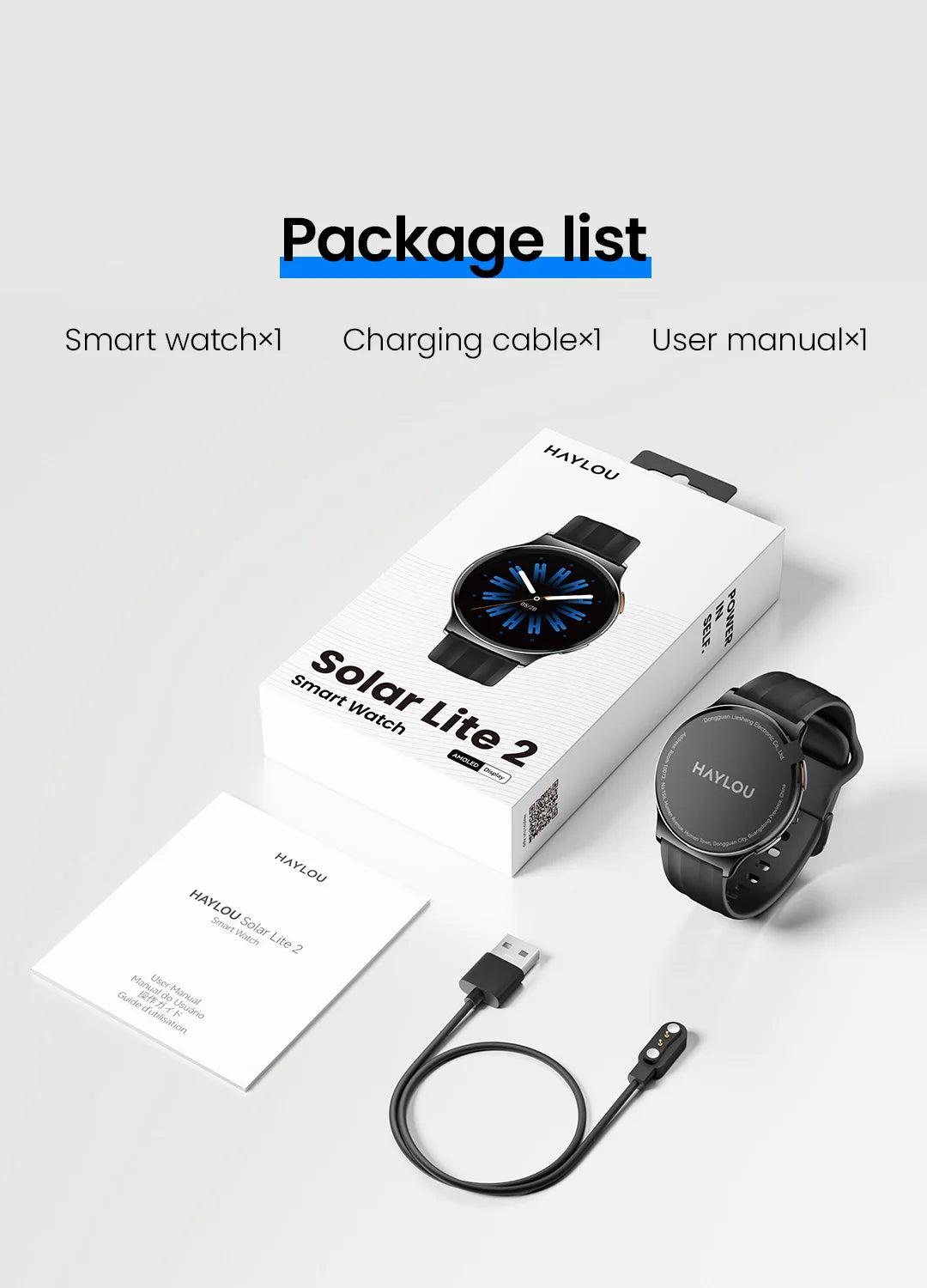 HAYLOU Solar Lite 2 Smartwatch – 1.43” AMOLED Fitness Watch with 24H Health Monitoring, 150+ Sports Modes & Voice Calling
