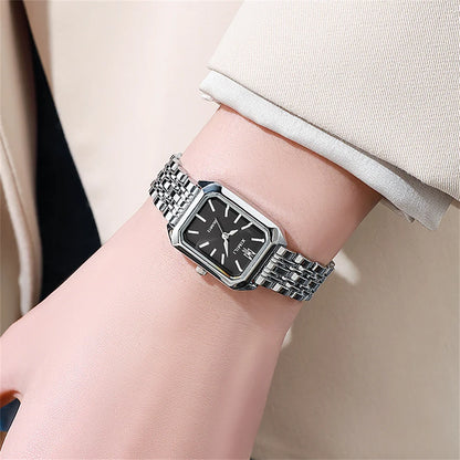 Luxury Women’s Quartz Watch – Gold Square Stainless Steel Fashion Watch with Free Shipping
