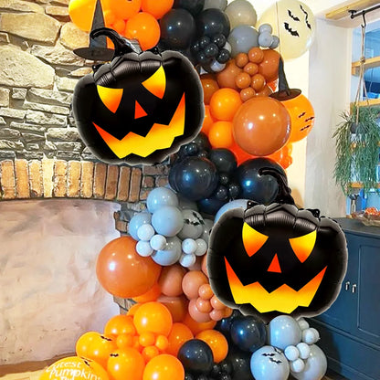 3-Piece Black Pumpkin Balloon Set – Halloween Decor