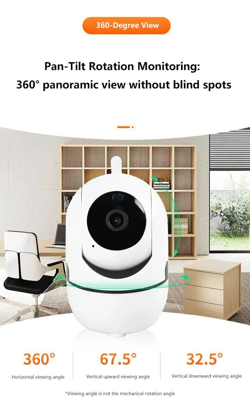 1080P WiFi Smart Security Camera – Mini Indoor IP Camera with Auto Tracking, Night Vision & Free Shipping