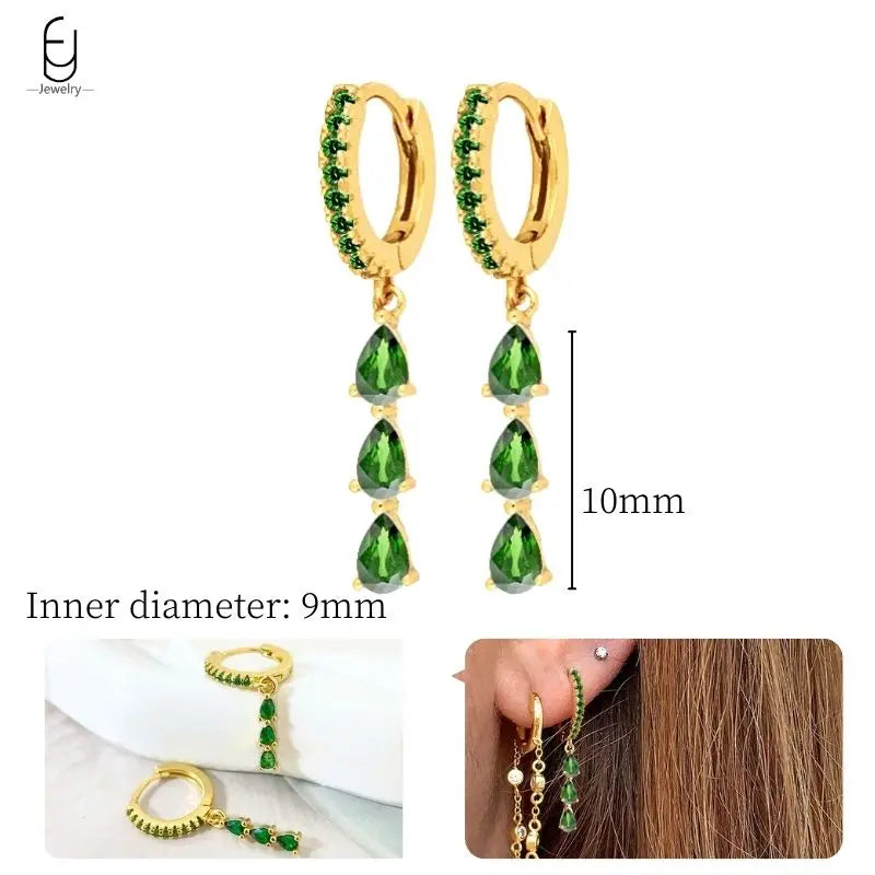 Green Zircon Gold-Tone Earrings