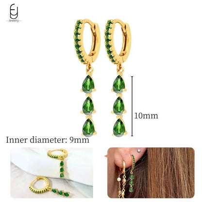 Green Zircon Gold-Tone Earrings