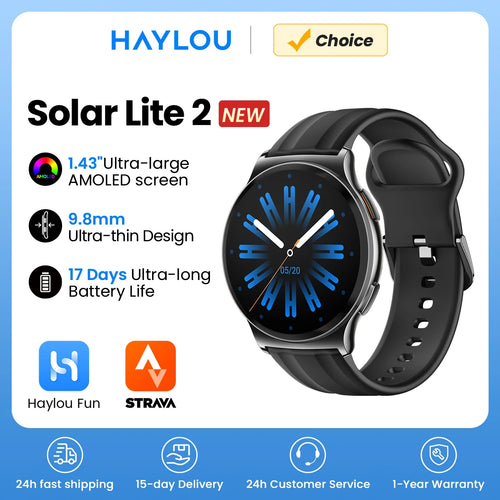 HAYLOU Solar Lite 2 Smartwatch – 1.43” AMOLED Fitness Watch with 24H Health Monitoring, 150+ Sports Modes & Voice Calling