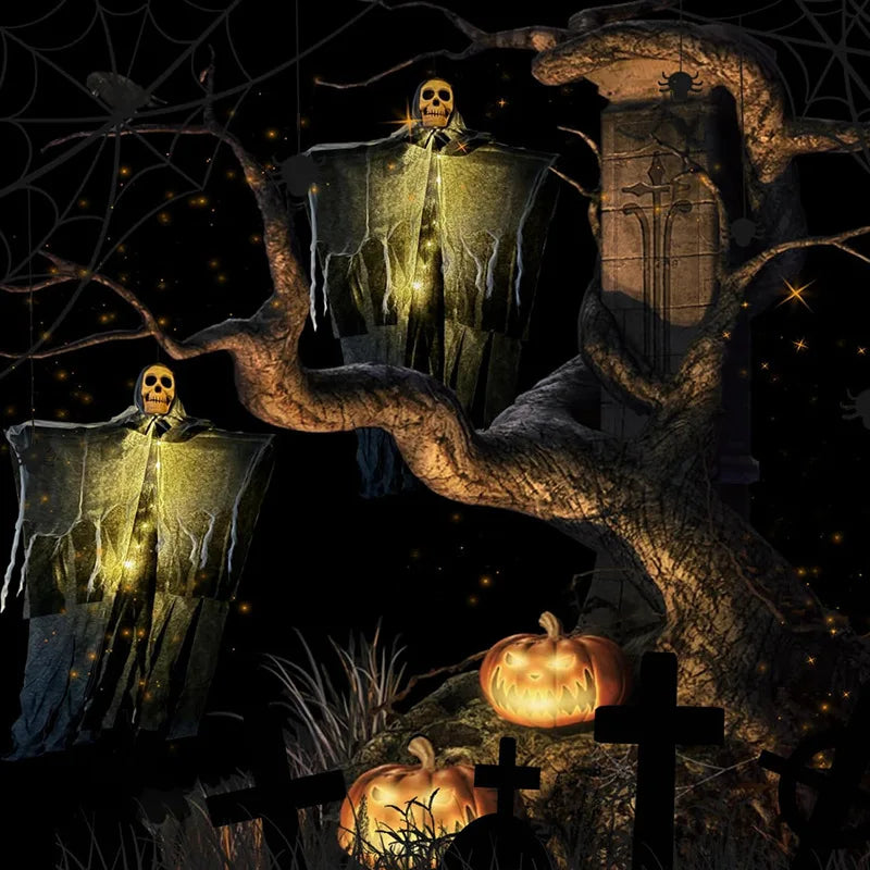 Glowing Hanging Skeleton Ghost Halloween Decoration