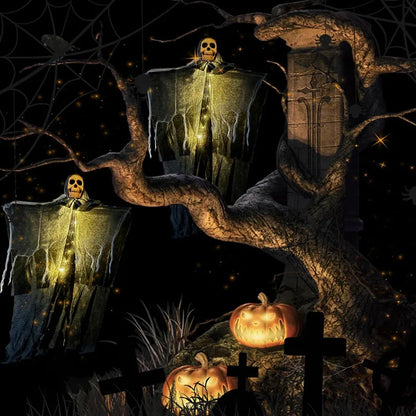 Glowing Hanging Skeleton Ghost Halloween Decoration