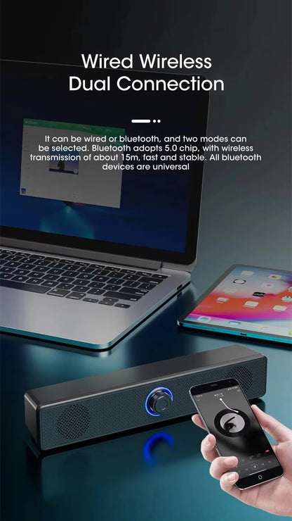 USB Powered PC Soundbar – Wired & Wireless Bluetooth Speaker for Laptop, TV, Gaming & Home Theater with Free Shipping