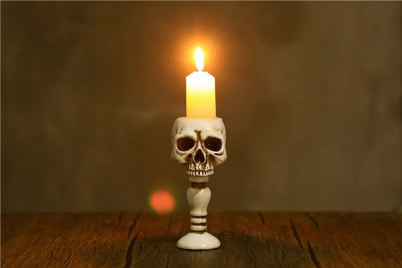 Gothic Skull Resin Candle Holder