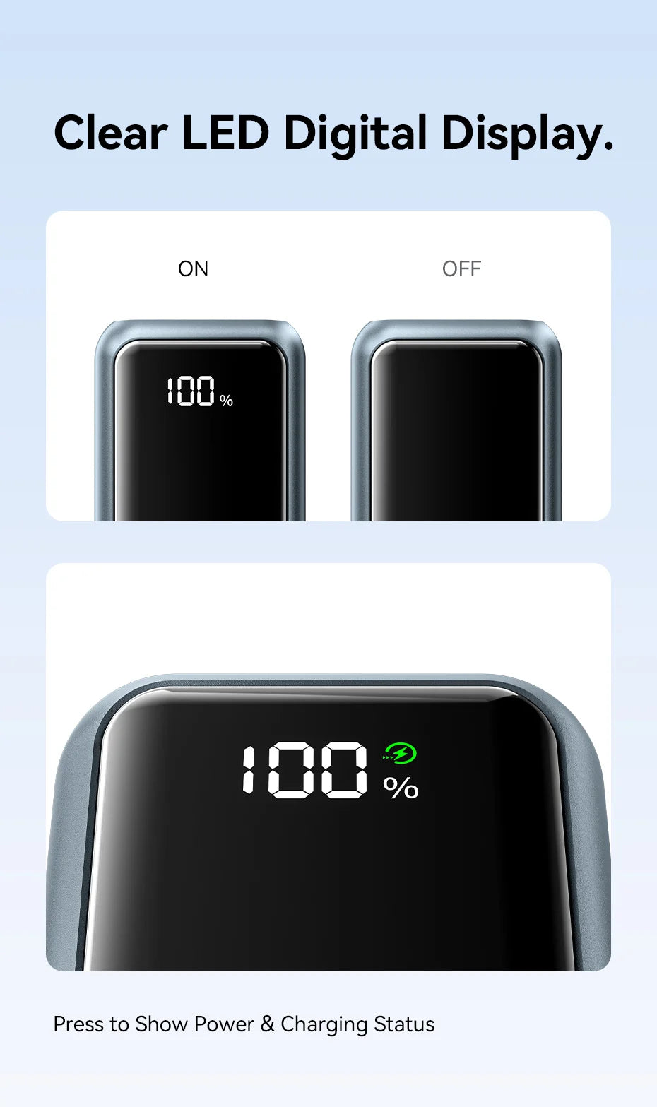 Vention 10000mAh Mini Power Bank – 22.5W Fast Charging Portable Charger with Built-in USB-C Cable & Free Shipping