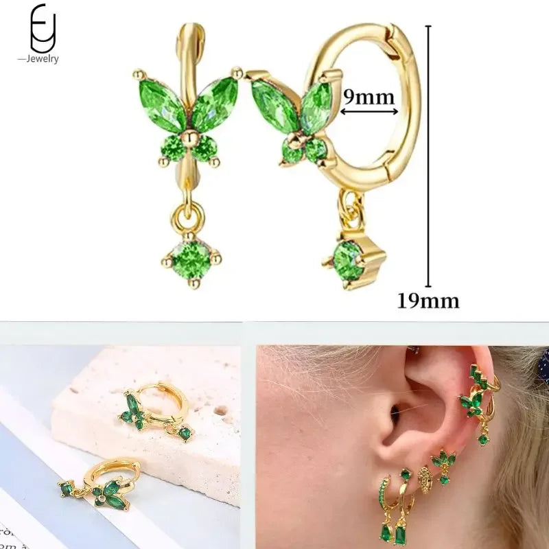 Green Zircon Gold-Tone Earrings