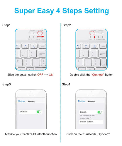 Slim Bluetooth Keyboard for iPad & Tablet