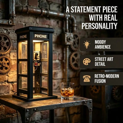 Vintage Telephone Booth Desk Lamp – Retro Nightstand Light with Free Shipping