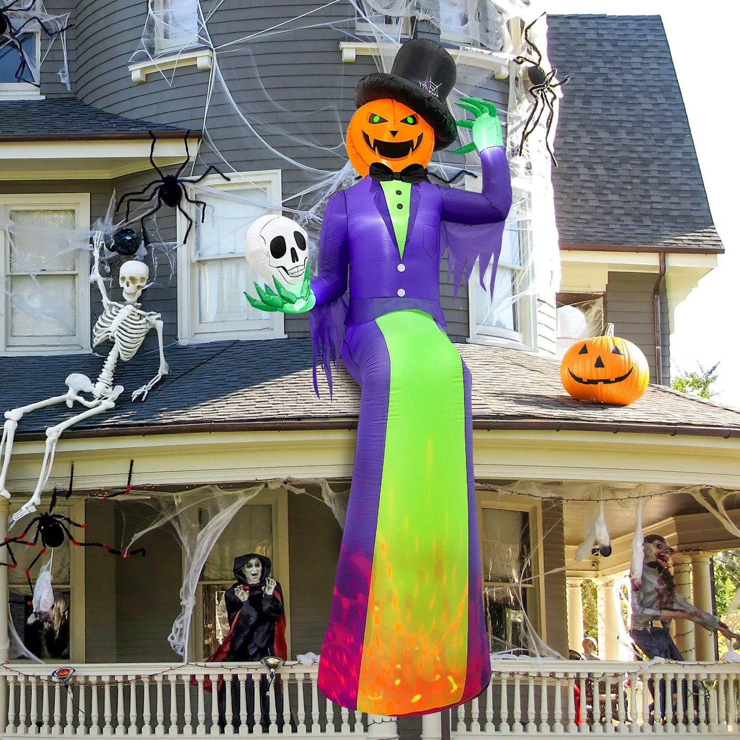8FT Giant Light-Up Pumpkin Man Halloween Inflatable