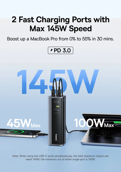 Baseus 145W Portable Power Bank – 20800mAh Fast Charger with Free Shipping
