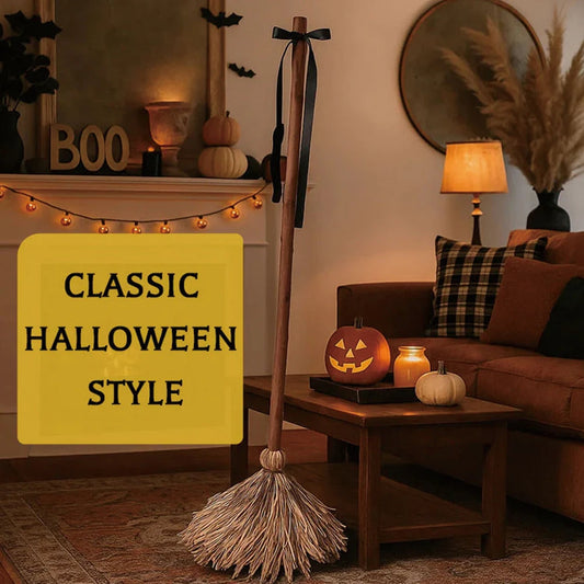 Animated Witch Broom Halloween Decor