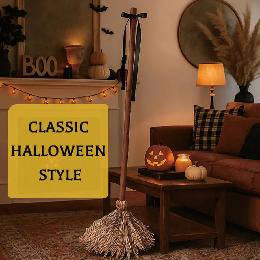 Animated Witch Broom Halloween Decor