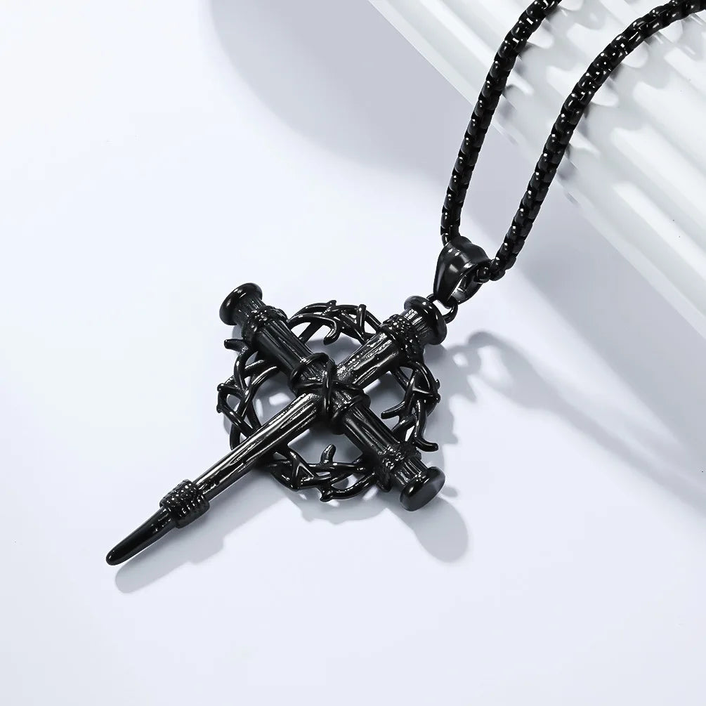 Thorn Wreath Cross Necklace