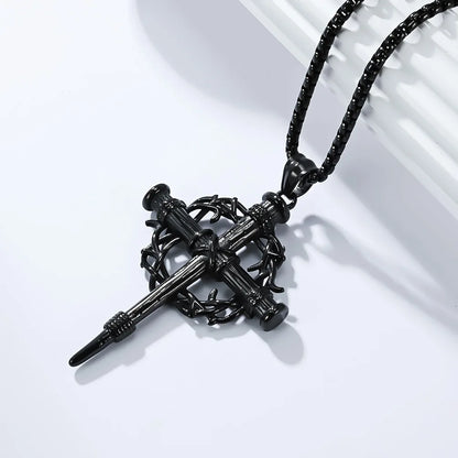 Thorn Wreath Cross Necklace