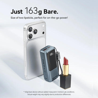 Vention 10000mAh Mini Power Bank – 22.5W Fast Charging Portable Charger with Built-in USB-C Cable & Free Shipping