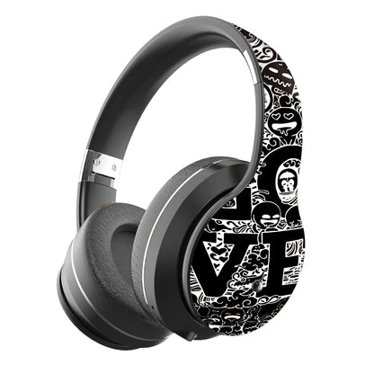 Wireless Bluetooth 5.0 Over-Ear Headphones – Graffiti Foldable Headset with Mic, Hi-Fi Stereo & Free Shipping